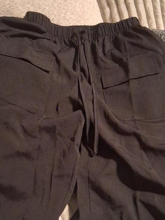 Pants - Men's Black Drawstring Cargo Pants